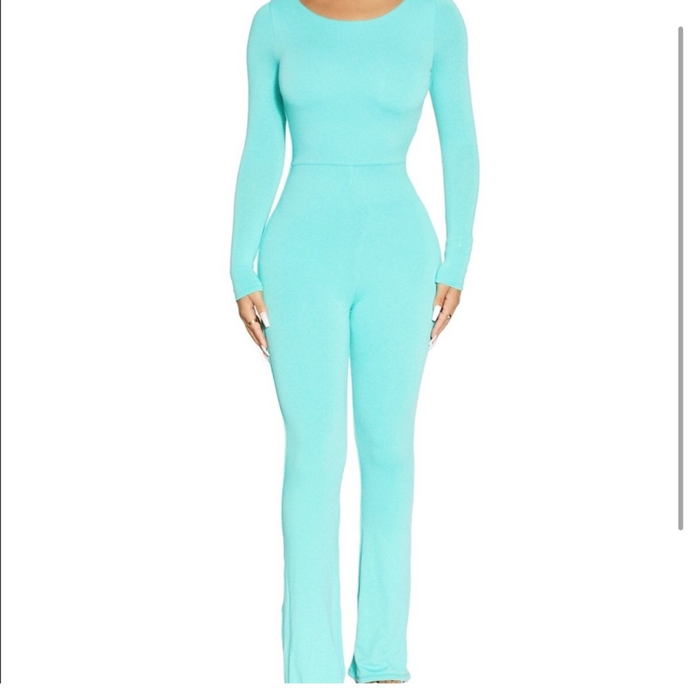 Naked Wardrobe I Play Flare Jumpsuit in Mint (Never Worn)
